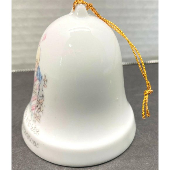 Vintage Precious Moments Bell Peeking in to Wish You a Merry Christmas - Picture 5 of 10